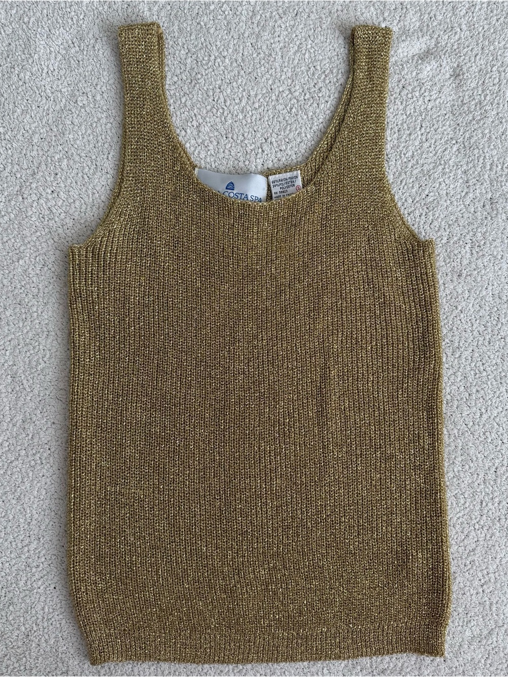 Vintage 1980s Metallic Gold Tank by The La Costa Spa California in Size Small